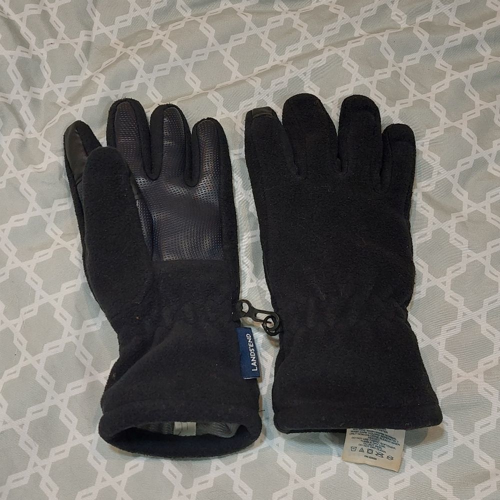 Lands' End Black Fleece Kid's Winter EZ Touch T200 Gloves Medium EUC